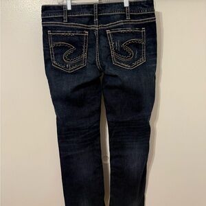 Silver Jeans Dark Blue Straight Leg with Contrast Back Stitching